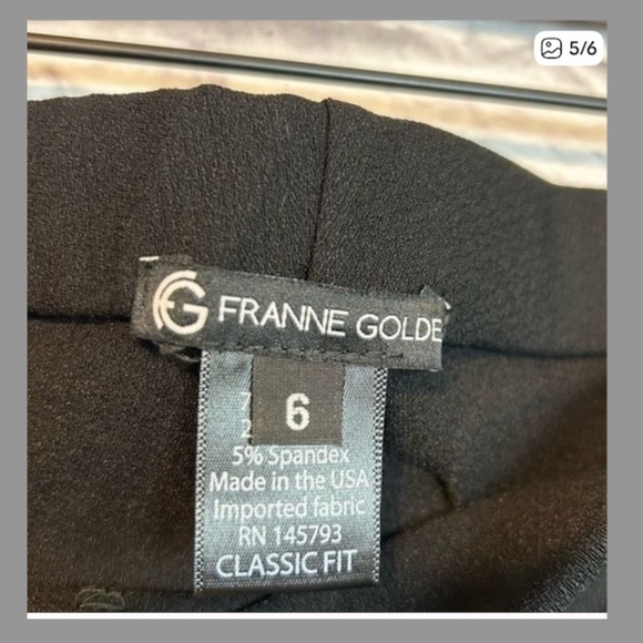 Franne Golde Classic Fit Pull on Black Pants (Size 6) - Picture 4 of 4